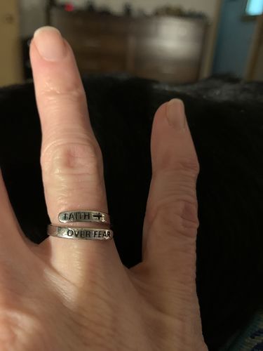 Customer photo review of "FAITH OVER FEAR" Sterling Silver Cross Ring