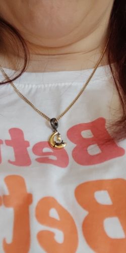 Customer photo review of 925 Sterling Silver Cat on the Moon Charm