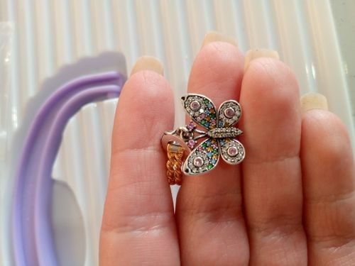 Customer photo review of 925 Sterling Silver Sparkling Butterfly Dangle Charm