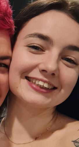 Customer photo review of Sideways Initial Letter Necklace