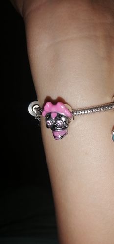 Customer photo review of 925 Sterling Silver Pink Skull Charm