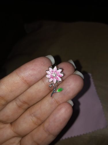 Customer photo review of 925 Sterling Silver Pink Flower Charm
