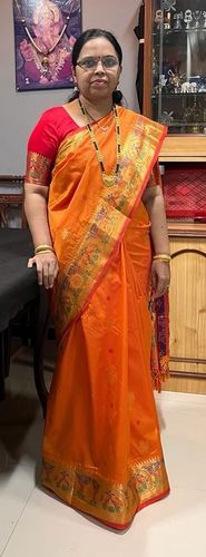 Customer photo review of Jaffa Orange Paithani Saree