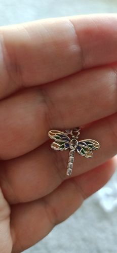 Customer photo review of 925 Sterling Silver Dragonfly Dangle Charm