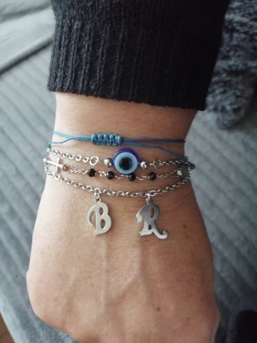 Customer photo review of Bracelet de protection perle mauvais oeil en acier inoxydable