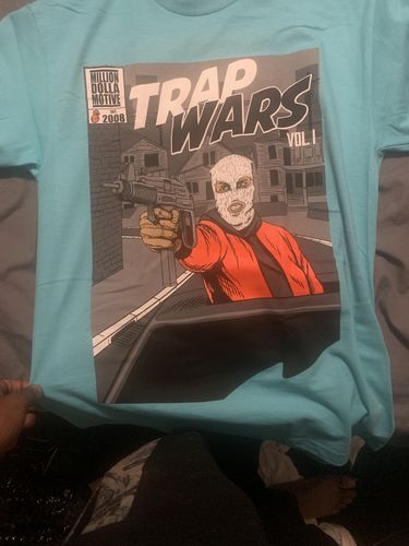 Customer photo review of Trap Wars Vol. 1 - Aqua Blue T-Shirt