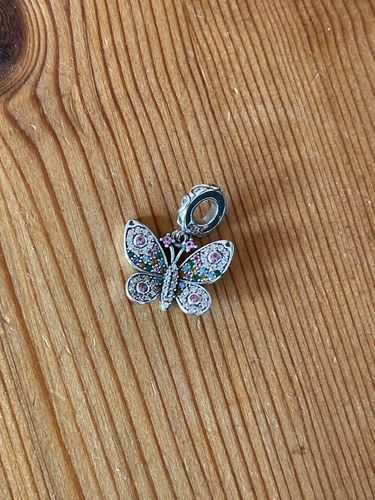 Customer photo review of 925 Sterling Silver Sparkling Butterfly Dangle Charm