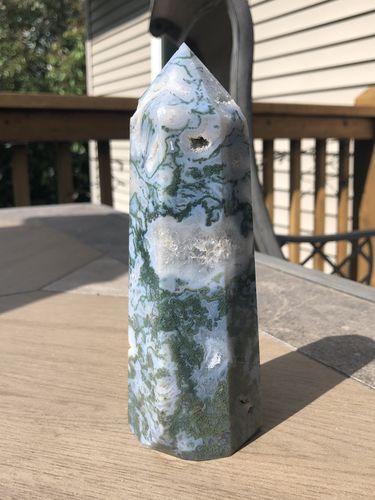 Customer photo review of Large Moss Agate Tower with Druzy ✨- C