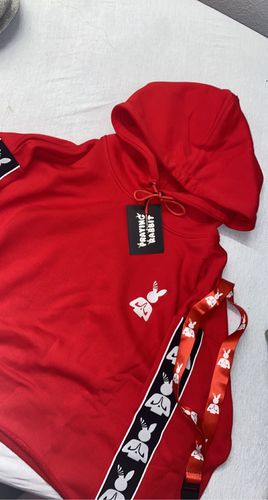 Customer photo review of Praying Rabbit Crop Hoodie (RED)