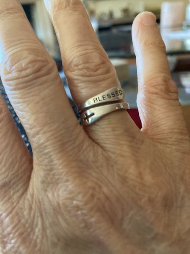 Customer photo review of BOGO SALE! "BLESSED" Sterling Silver Cross Ring