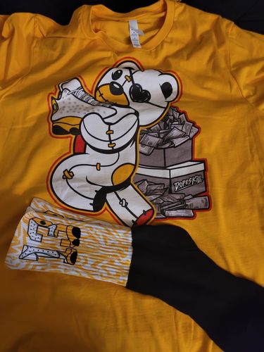 Customer photo review of Jordan 13 Del Sol DopeSkill Del Sol T-shirt Bear Steals Sneaker Graphic