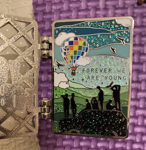 Customer photo review of BTS Young Forever Enamel Pins