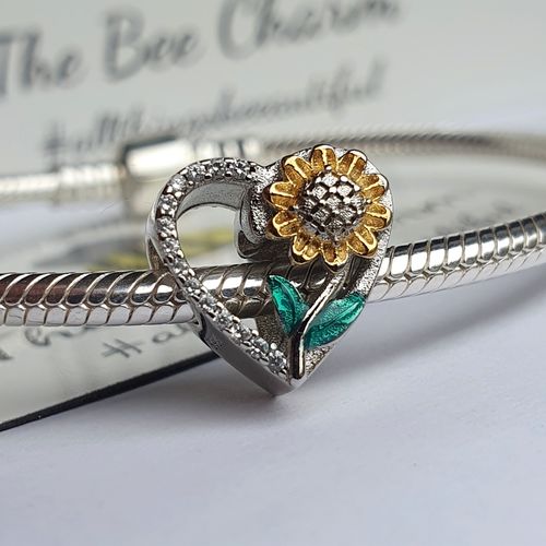 Customer photo review of 925 Sterling Silver Sunflower Heart Charm