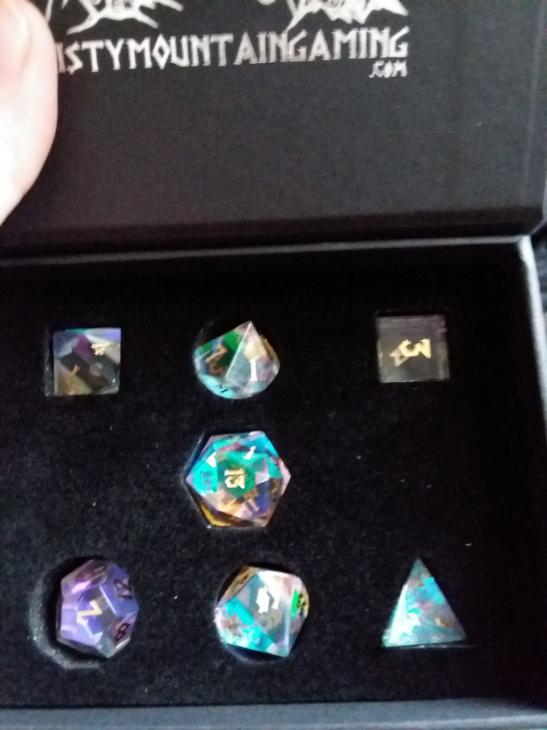 Customer photo review of ELDER RUNES PRISM GLASS DICE SET