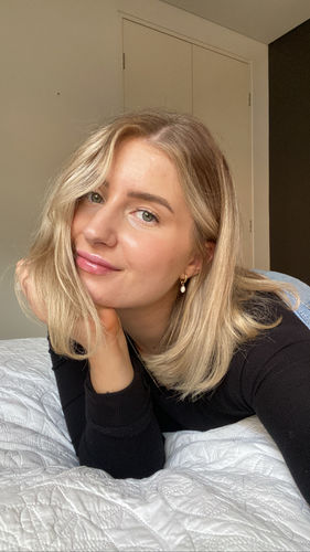 Customer photo review of Pearl Small Hoops