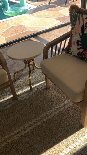 Customer photo review of Rimini 4 Piece Outdoor Patio Conversation Sofa Set in Acacia