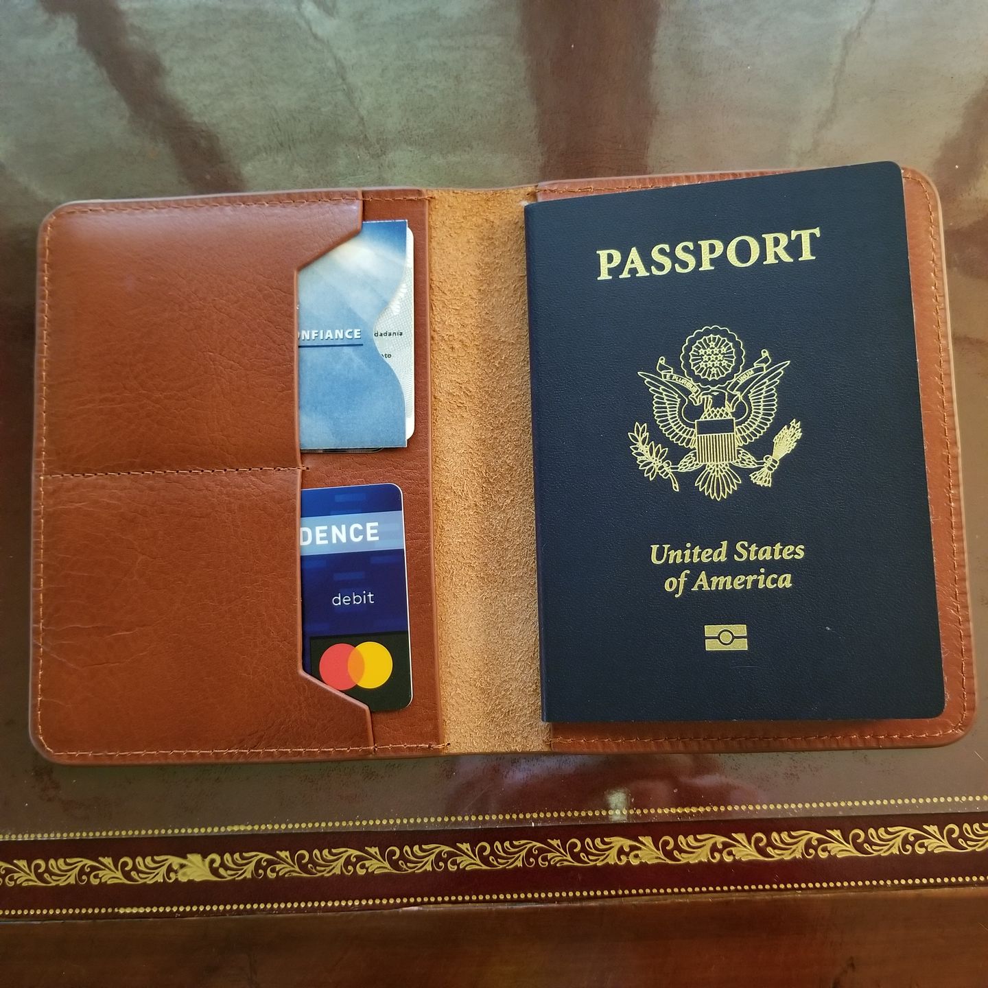 Customer photo review of Personalized Leather Passport Holder