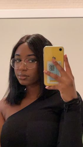 Customer photo review of Bob Lace Front Wigs Brazilian Straight Black Virgin Human Hair Wigs