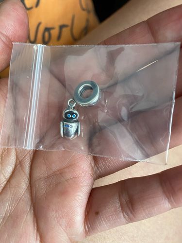 Customer photo review of 925 Sterling Silver Robot Dangle Charm