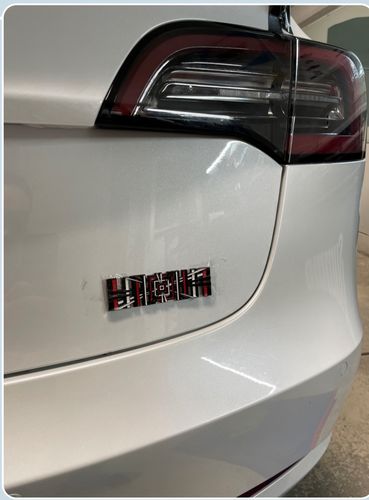 Customer photo review of Tesla Plaid Emblem Badge