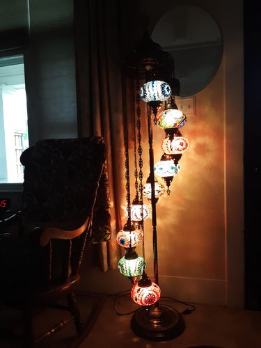 Customer photo review of *HANDMADE* MOSAIC GLOBE LAMP LIMITED EDITION (ONLY FEW WILL BE MADE) BIG GLOBES