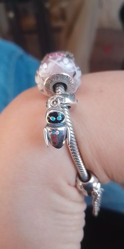 Customer photo review of 925 Sterling Silver Robot Dangle Charm