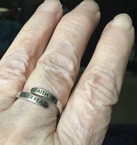 Customer photo review of "FAITH OVER FEAR" Sterling Silver Cross Ring