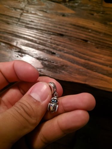 Customer photo review of 925 Sterling Silver Robot Dangle Charm