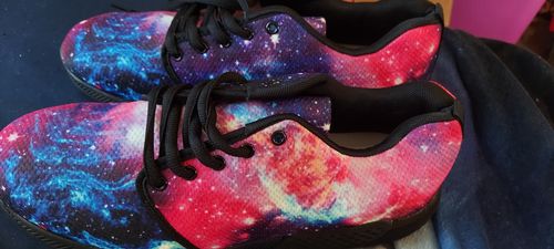 Customer photo review of Purple Galaxy Space Blue Stardust Print Women's Athletic Shoes