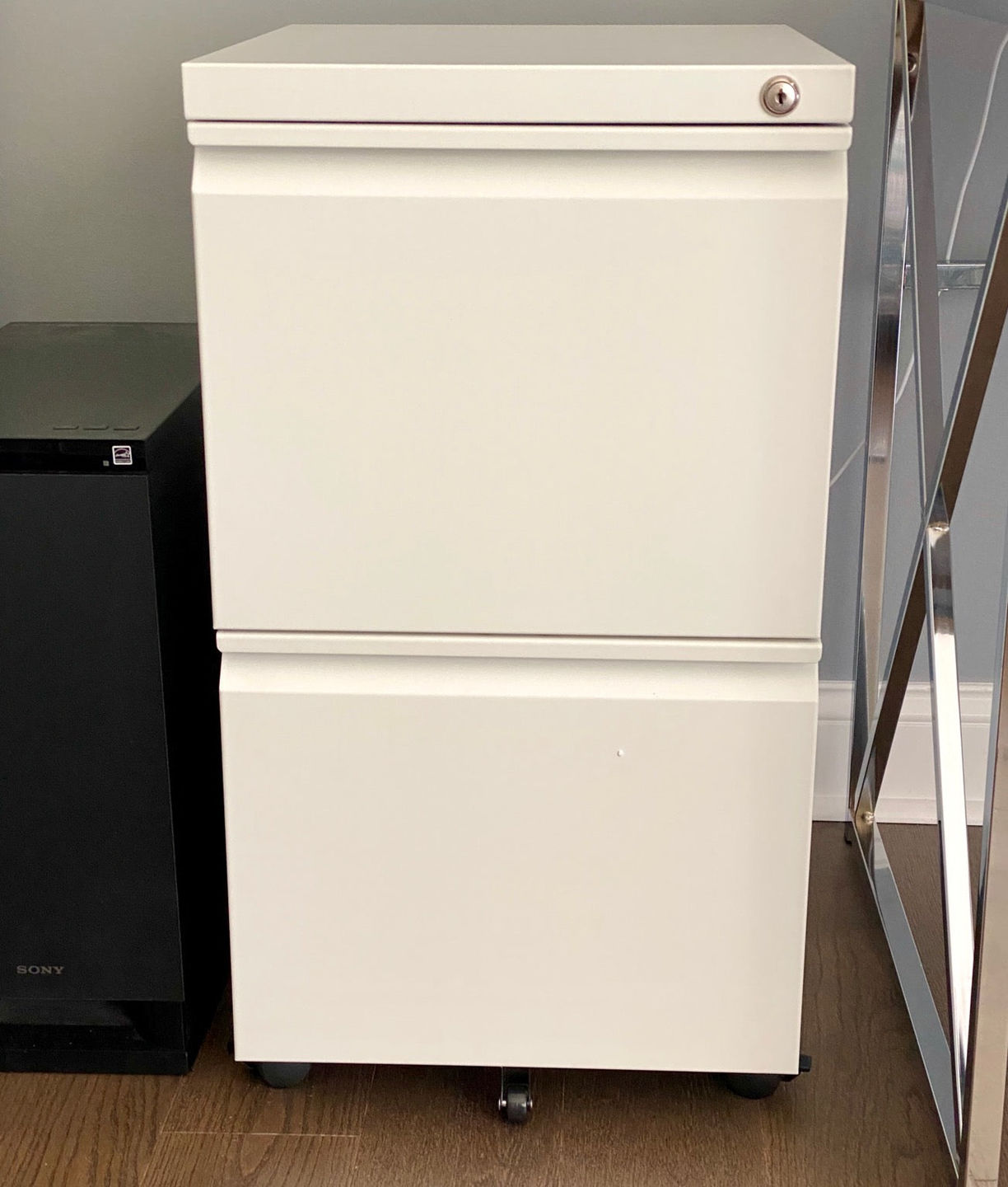 Customer photo review of Black/White 2-Drawer Mobile File Cabinet with Lock | DEVAISE