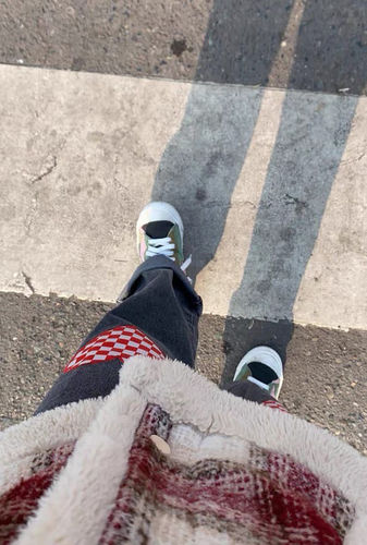 Customer photo review of Checker Heart Wide Jeans