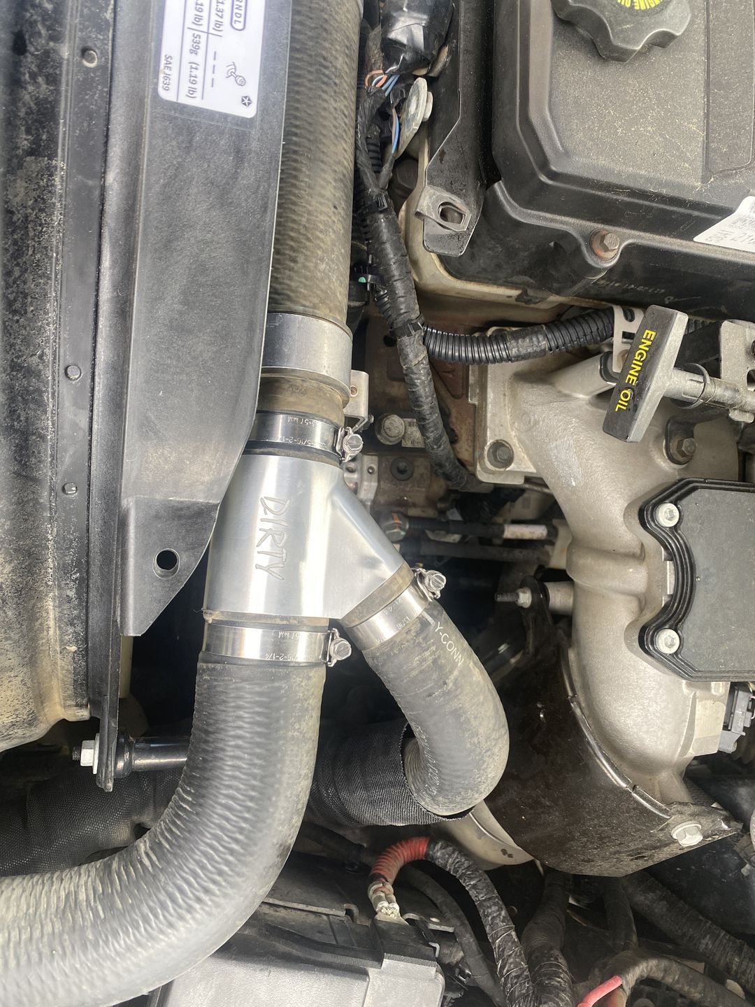 Customer photo review of 2013-2018 Cummins Billet Dual Radiator Coolant Y-Pipe (I67-ENG-A001)