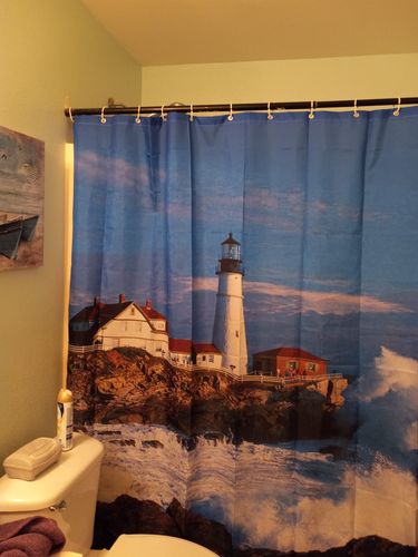 Customer photo review of Classic Lighthouse Fabric Shower Curtain