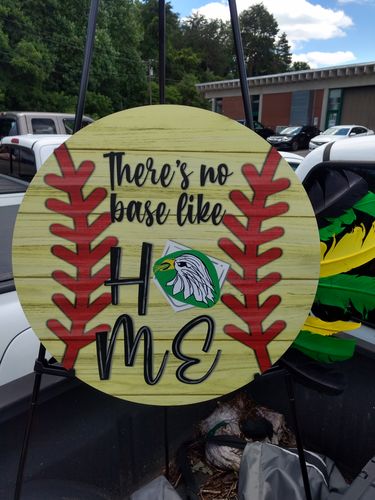 Customer photo review of Wreath Sign, Softball Sign, 18" Wood Round Sign, DECOE-634, DecoExchange, Sign For Wreath