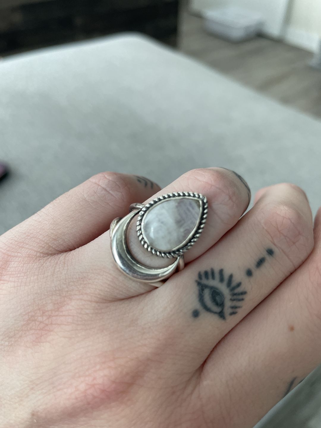 Customer photo review of Sterling Silver Crescent Moon Moonstone Ring