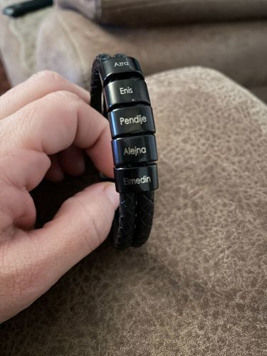 Customer photo review of LOANYA Men's Bracelet with Engraved Beads