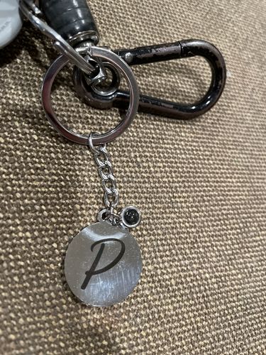 Customer photo review of Custom Photo Projection Keychain, Initials Engraved Disc Keychain