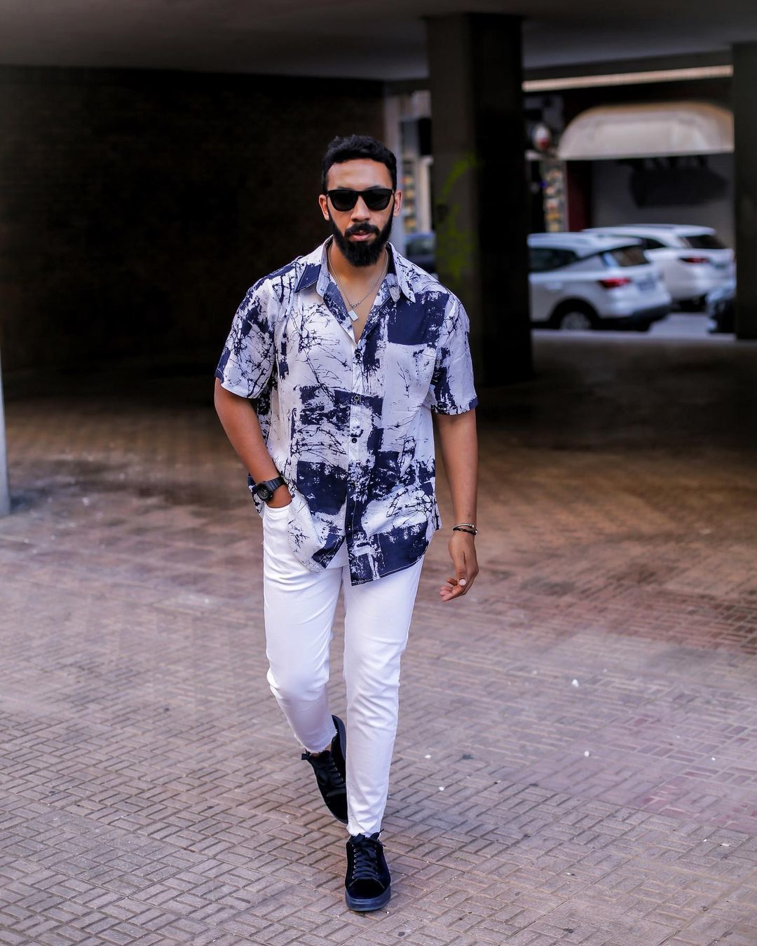 Customer photo review of Men's Short Sleeve Holiday Casual Shirt