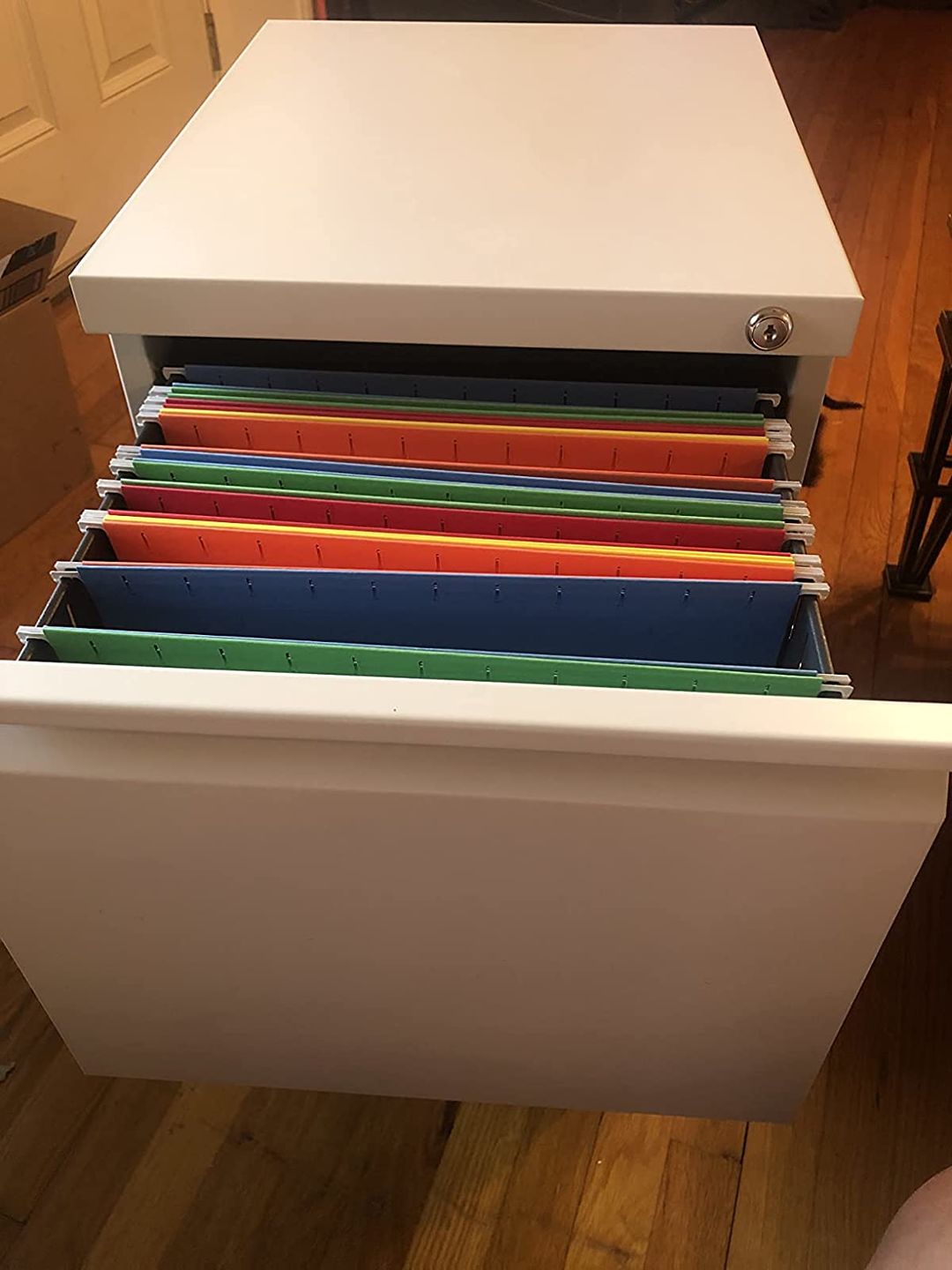 Customer photo review of Black/White 2-Drawer Mobile File Cabinet with Lock | DEVAISE