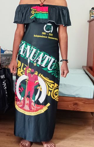 Customer photo review of Vanuatu Special Independence Anniversary Off Shoulder Long Dress Sporty Style LT8