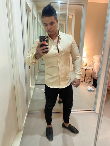 Customer photo review of Premium Luxe Long Sleeve Shirt - GOLD