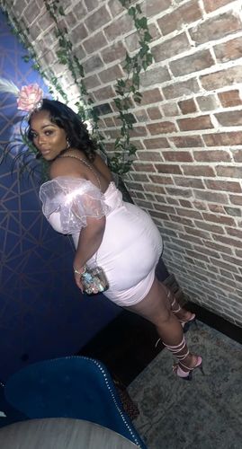 Customer photo review of Solid Color Ruffle Mesh Sleeve Pretty Bandeau Mini Dress