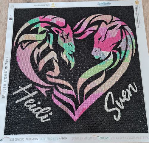 Customer photo review of Dein Partnersternzeichen als Diamond Painting (exklusiv Spielzeughafen) ab 50x50cm eckig oder in Strass 60x60cm mit Namen