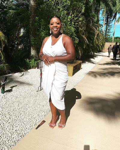 Customer photo review of Solid Color Romantic Ruched Layered Midi Dress