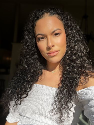 Customer photo review of Curly Ash Blonde