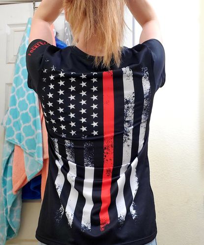 Customer photo review of RESPECT THE RED WOMEN'S ATHLETIC T-SHIRT