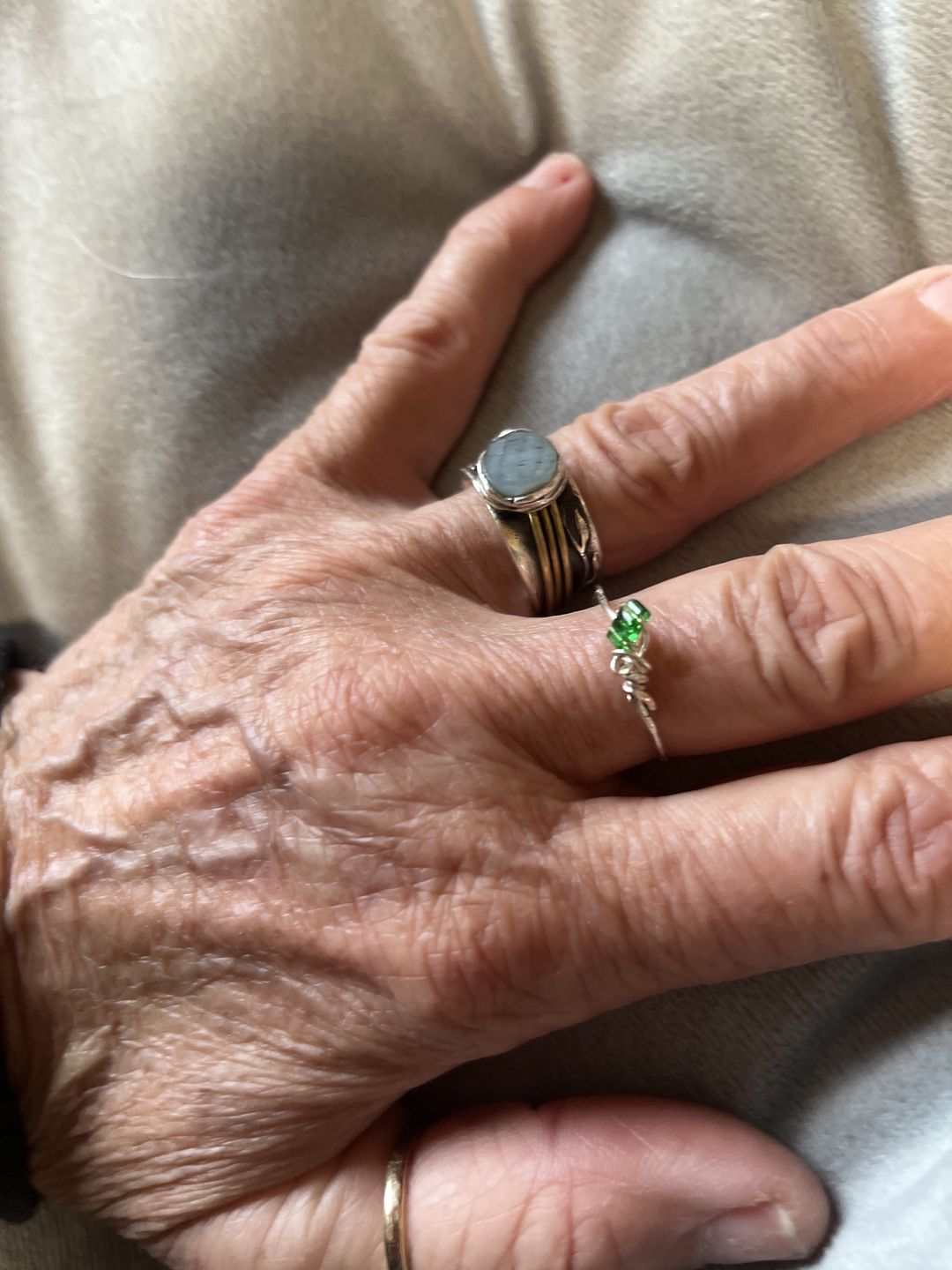 Customer photo review of Aquamarine Spinner Ring Inspired by Nature Sterling Silver