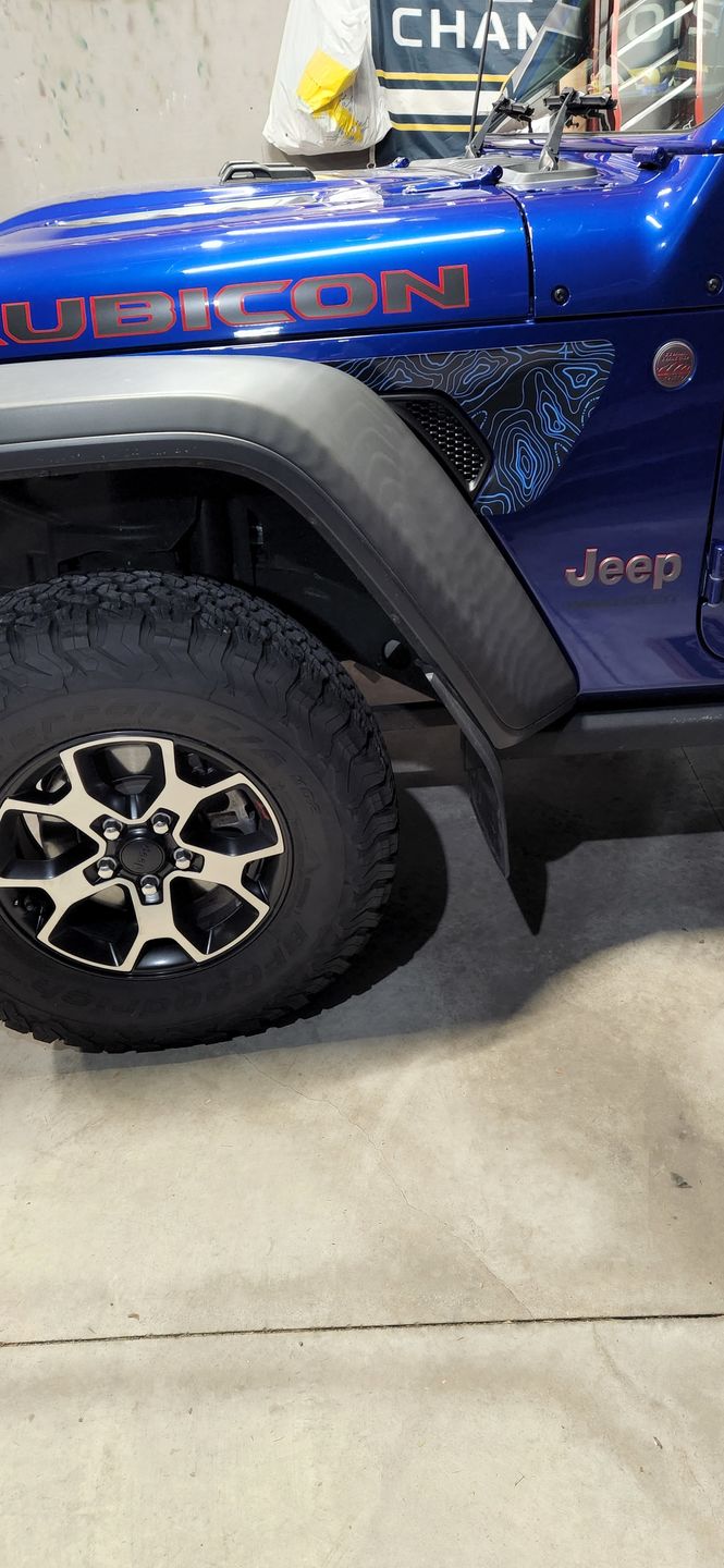 Customer photo review of Topographical Map Fender Vent Premium Wrap Decal for Wrangler and Gladiator