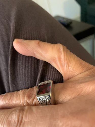 Customer photo review of 10K White Gold Male Ring with 3.40ctw Rectangular Red Ruby Gemstone