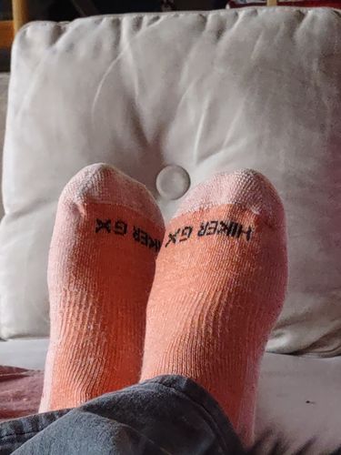 Customer photo review of J.B. Field's "Hiker GX" Colourful 74% Merino Wool Hiking Crew Sock